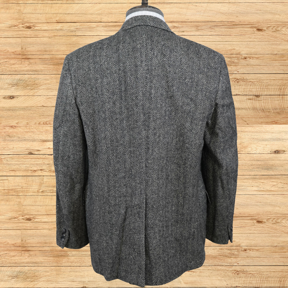Woolrich Mens 42 Sport Coat Gray Herringbone Tweed 100% Wool Blazer Vintage USA - Picture 4 of 7